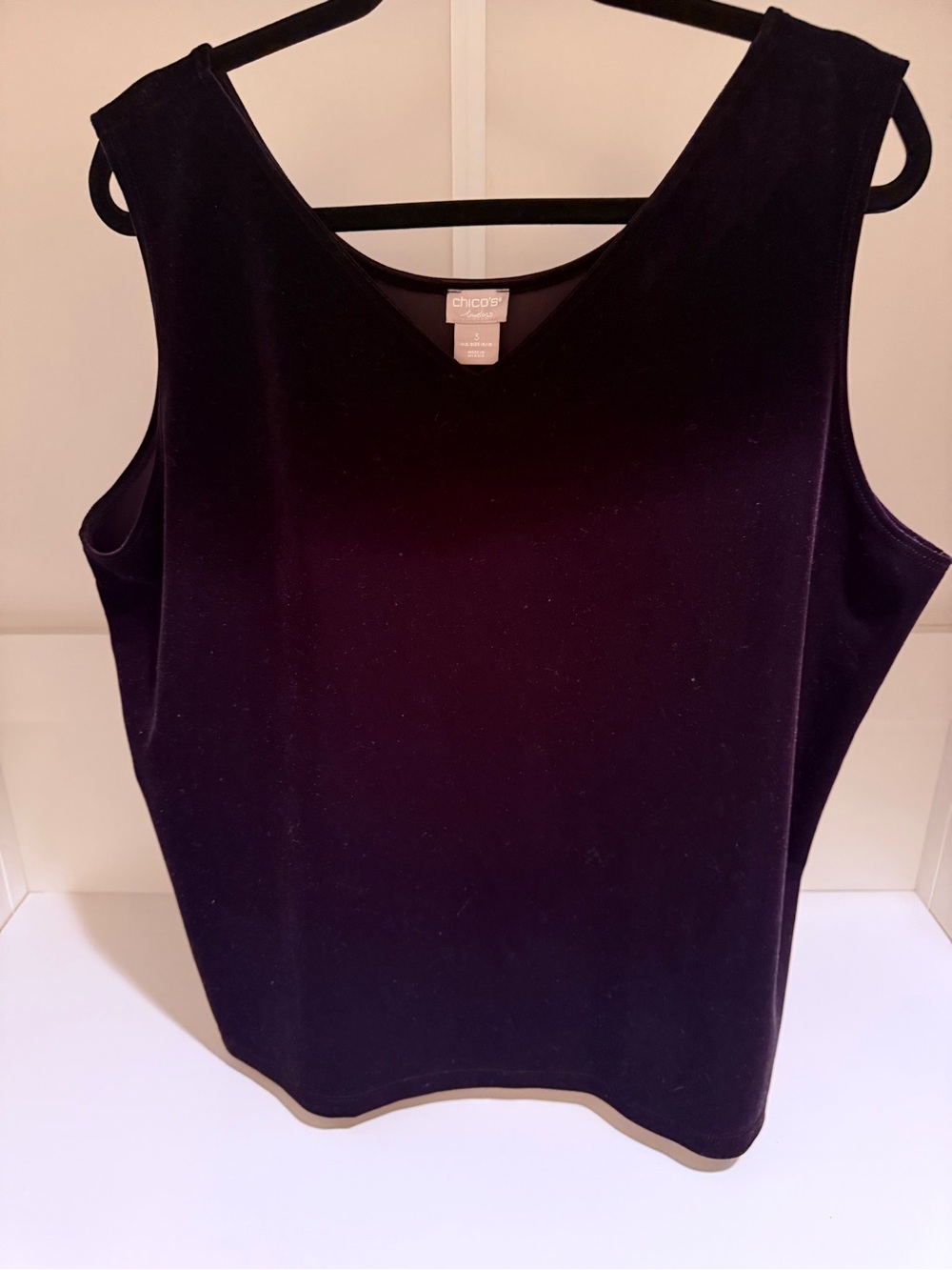 Chico's Black Velvet V-Neck Sleeveless Tank